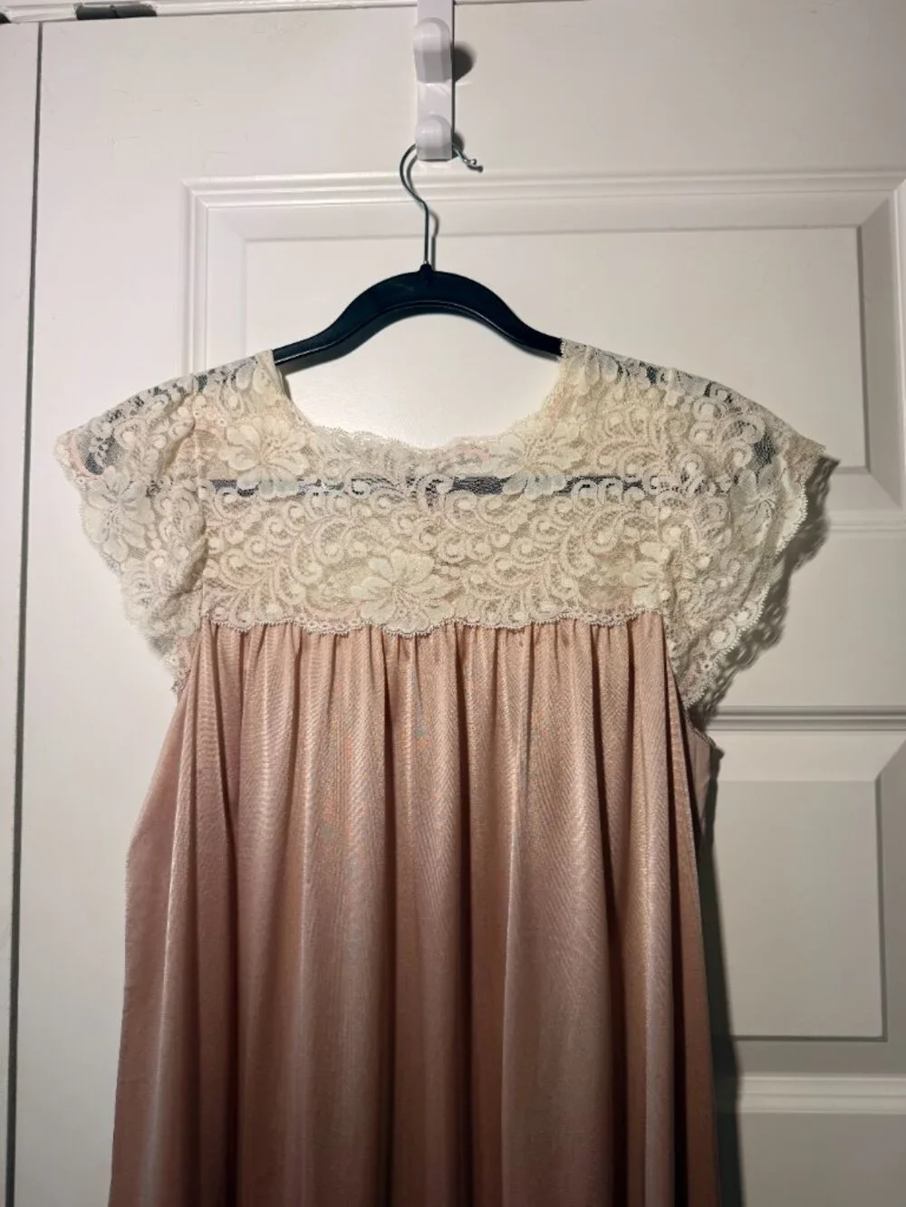 Vintage Shadowline Lace Nightgown | Champagne Pink | Women’s Small